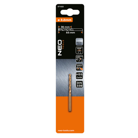 Vrták do kovu HSS-Co, 3,2 mm od NEO TOOLS nájdeš na naravis.sk