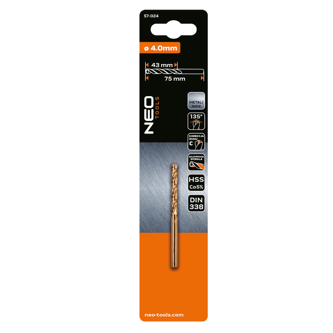 Vrták do kovu HSS-Co, 4,0 mm od NEO TOOLS nájdeš na naravis.sk