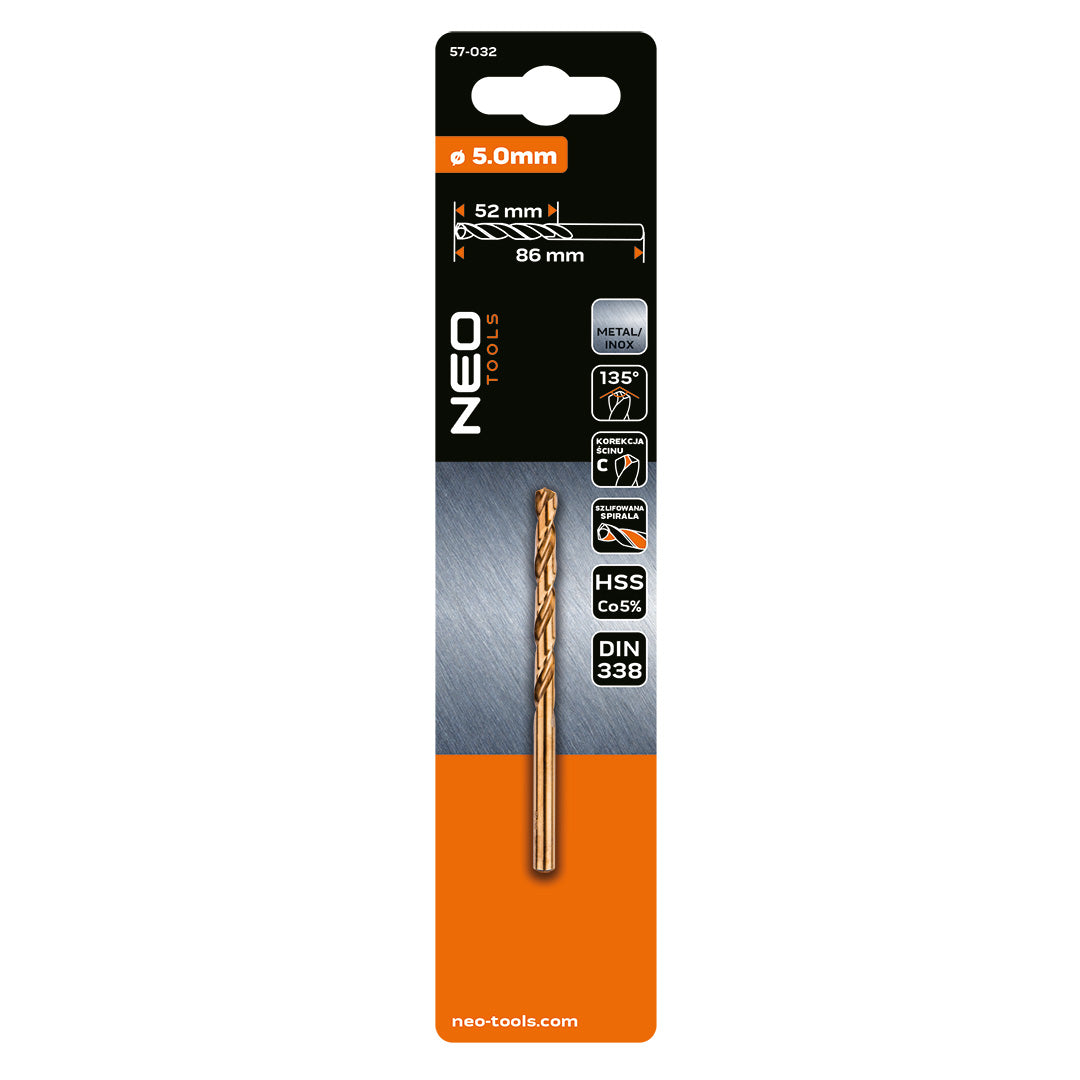 Vrták do kovu HSS-Co, 5,0 mm od NEO TOOLS nájdeš na naravis.sk