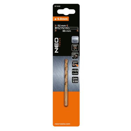 Vrták do kovu HSS-Co, 5,0 mm od NEO TOOLS nájdeš na naravis.sk
