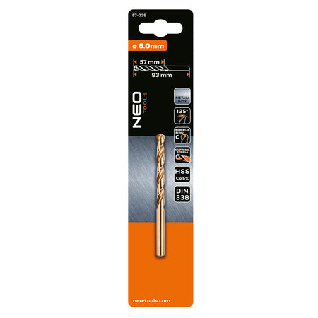 Vrták do kovu HSS-Co, 6,0 mm od NEO TOOLS nájdeš na naravis.sk