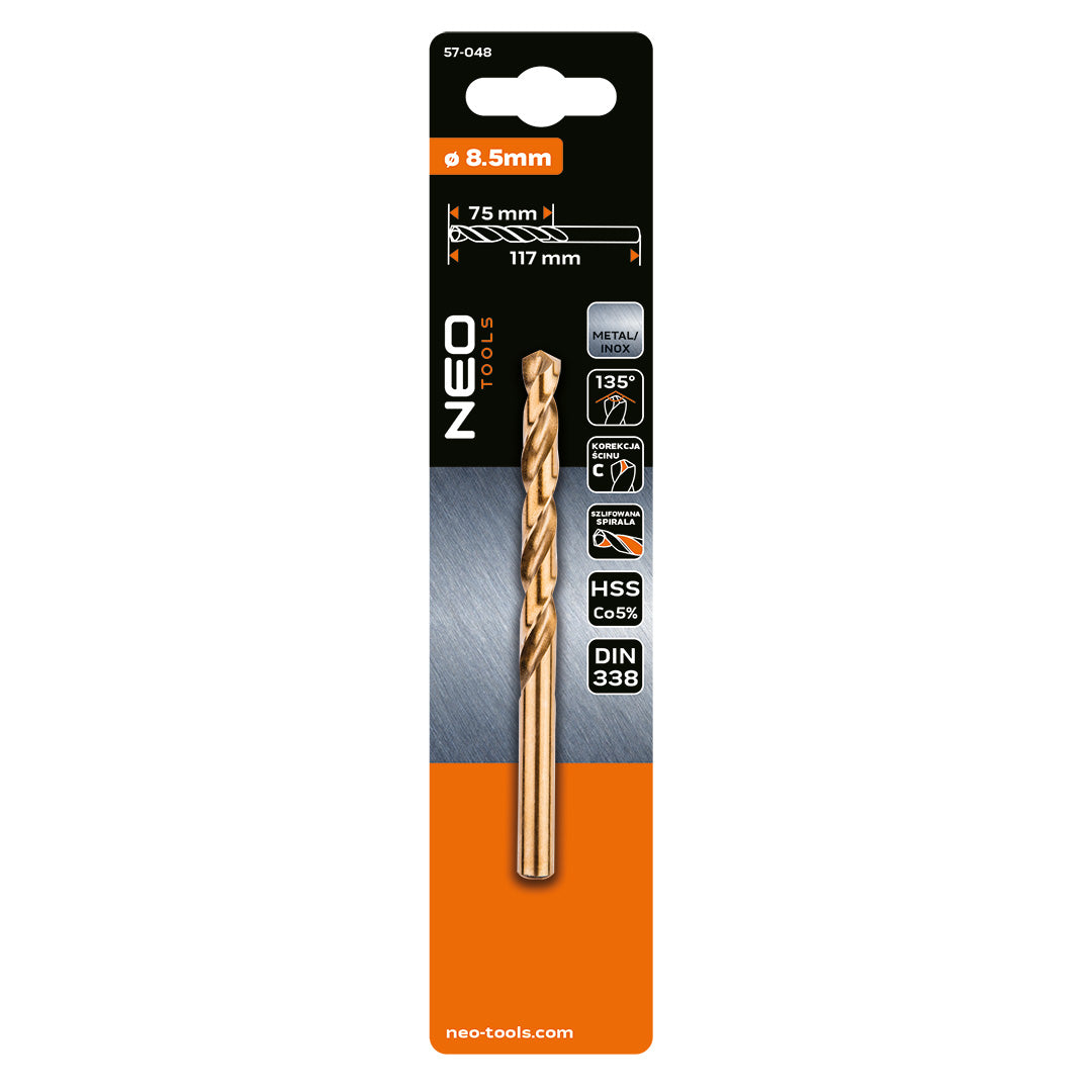 Vrták do kovu HSS-Co, 8,5 mm od NEO TOOLS nájdeš na naravis.sk