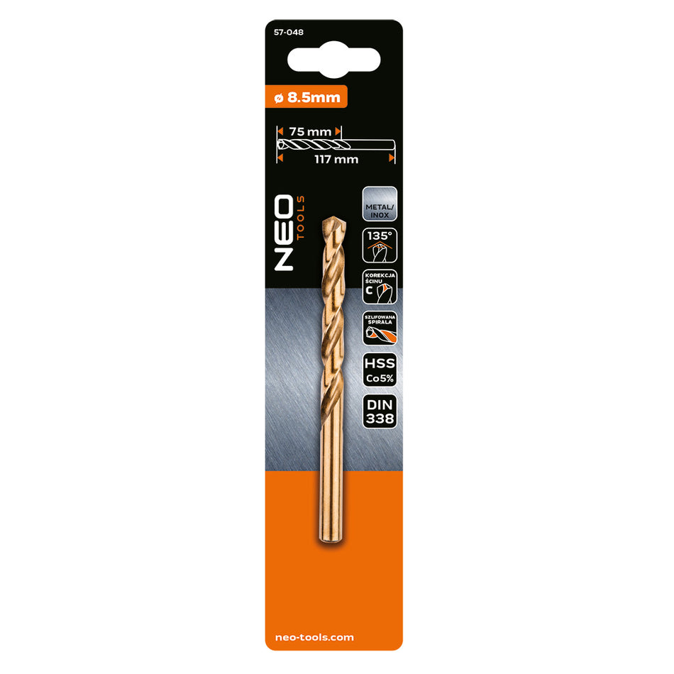 Vrták do kovu HSS-Co, 8,5 mm od NEO TOOLS nájdeš na naravis.sk