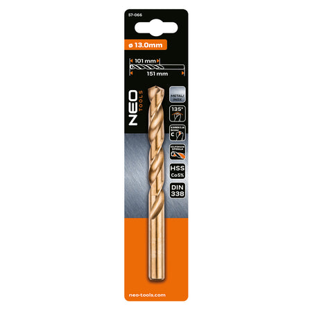 Vrták do kovu HSS-Co, 13,0 mm od NEO TOOLS nájdeš na naravis.sk