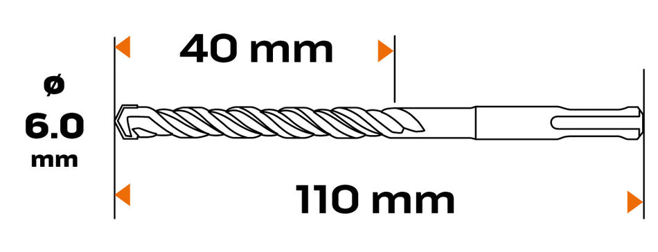 Vrták do betónu SDS Plus, 6 x 110 mm, S4, quatro od NEO TOOLS nájdeš na naravis.sk