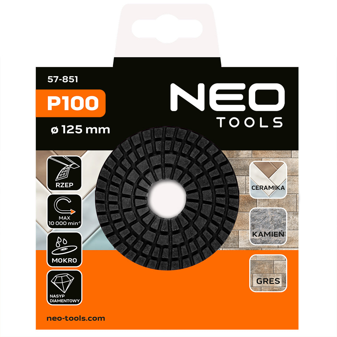 Diamantový leštiaci kotúč so suchým zipsom 125 mm, P100 od NEO TOOLS nájdeš na naravis.sk