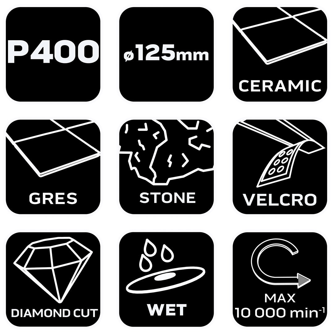 Diamantový leštiaci kotúč so suchým zipsom 125 mm, P400 od NEO TOOLS nájdeš na naravis.sk