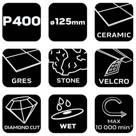 Diamantový leštiaci kotúč so suchým zipsom 125 mm, P400 od NEO TOOLS nájdeš na naravis.sk