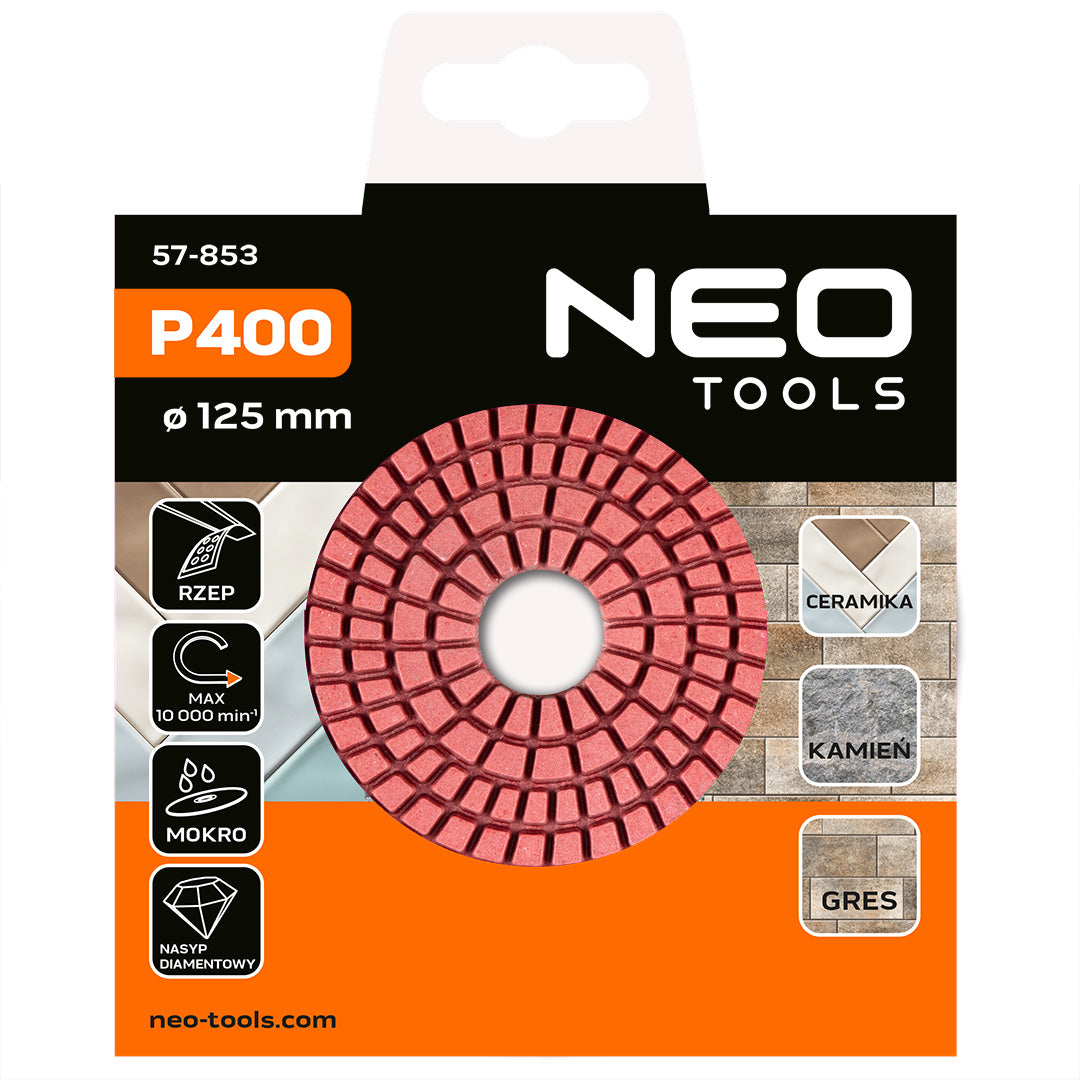 Diamantový leštiaci kotúč so suchým zipsom 125 mm, P400 od NEO TOOLS nájdeš na naravis.sk