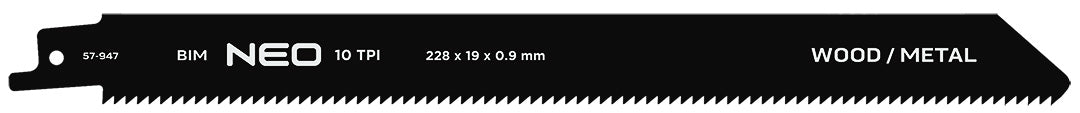 Šabľové pílové listy 228 x 19 x 0,9 mm, 10TPI, cpl. 2 ks. od NEO TOOLS nájdeš na naravis.sk