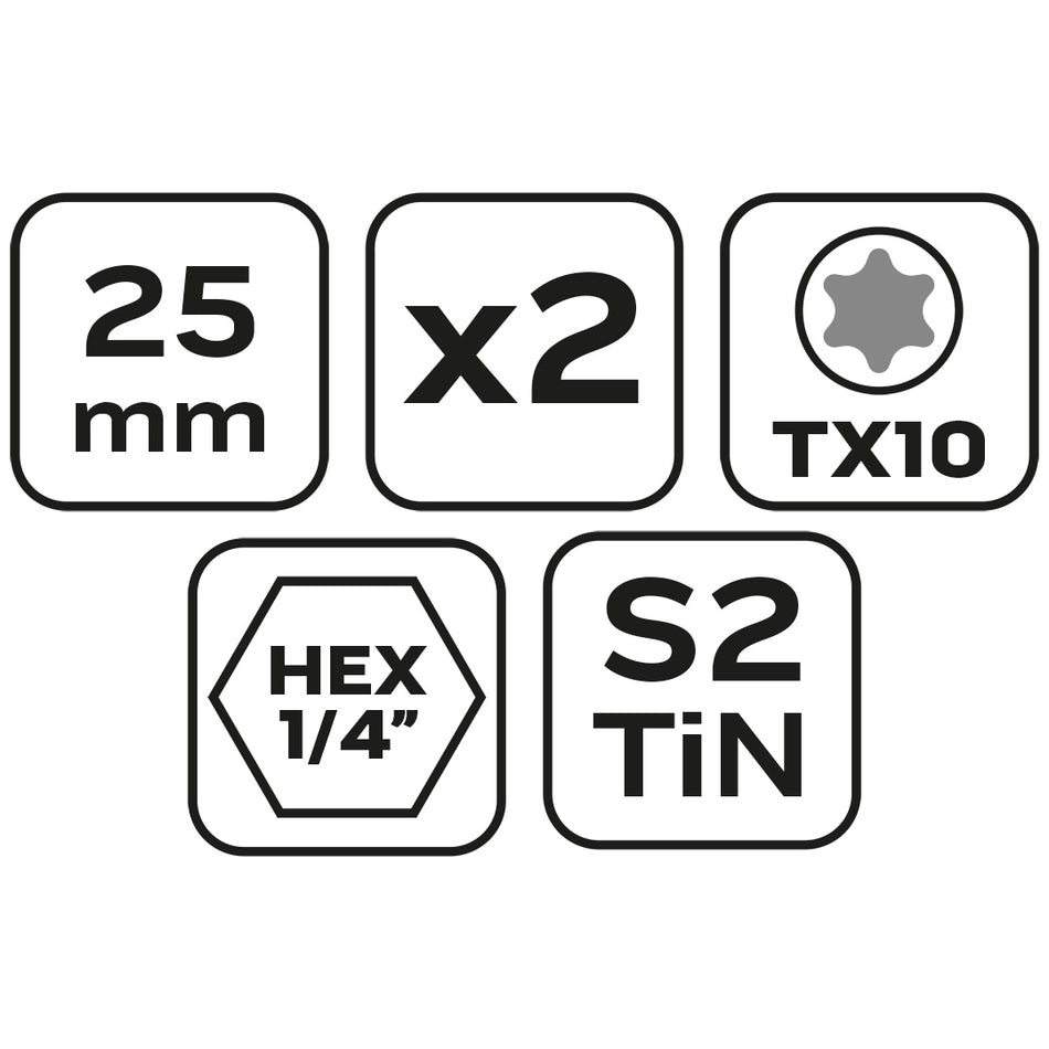 Skrutkovacie bity TX10 x 25 mm, 2 ks. od NEO TOOLS nájdeš na naravis.sk