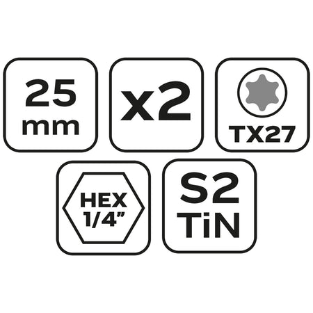 Skrutkovacie bity TX27 x 25 mm, 2 ks. od NEO TOOLS nájdeš na naravis.sk