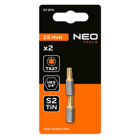 Skrutkovacie bity TX27 x 25 mm, 2 ks. od NEO TOOLS nájdeš na naravis.sk
