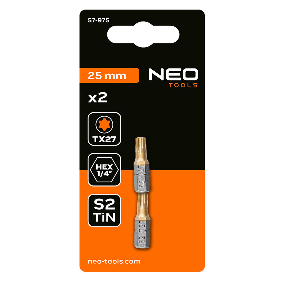 Skrutkovacie bity TX27 x 25 mm, 2 ks. od NEO TOOLS nájdeš na naravis.sk