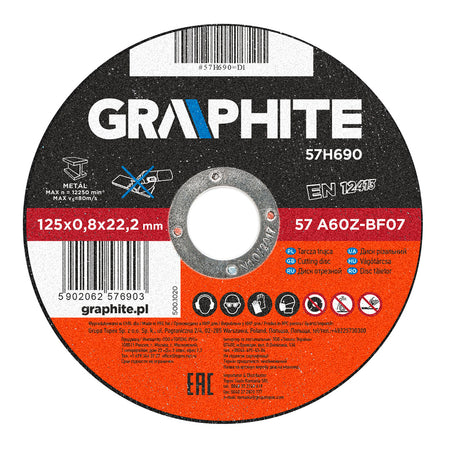 Rezací kotúč na kov, 125 x 0.8 22.2 mm, 57A60Z-BF07 od GRAPHITE nájdeš na naravis.sk