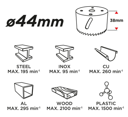 Bimetalová dierovacia píla 44 mm od GRAPHITE nájdeš na naravis.sk
