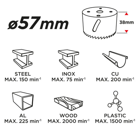 Korunkový vrták bimetal, 57 mm od GRAPHITE nájdeš na naravis.sk
