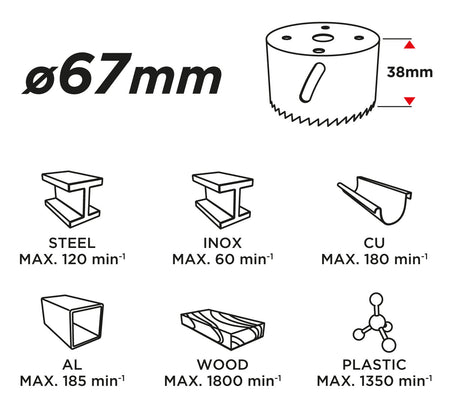 Korunkový vrták bimetal, 67 mm od GRAPHITE nájdeš na naravis.sk