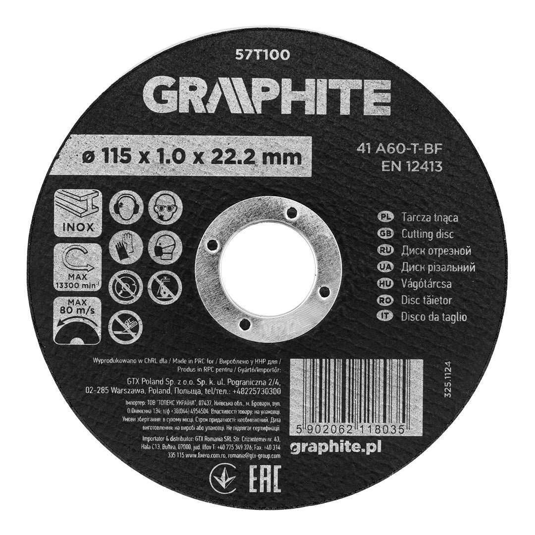 Rezný kotúč, oxid hlinitý na kov/INOX 115 x 1,0 x 22,2 mm, 41 A60-T-BF od GRAPHITE nájdeš na naravis.sk