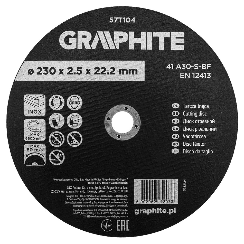 Rezný kotúč, korund na kov/INOX 230 x 2,5 x 22,2 mm, 41 A30-S-BF od GRAPHITE nájdeš na naravis.sk