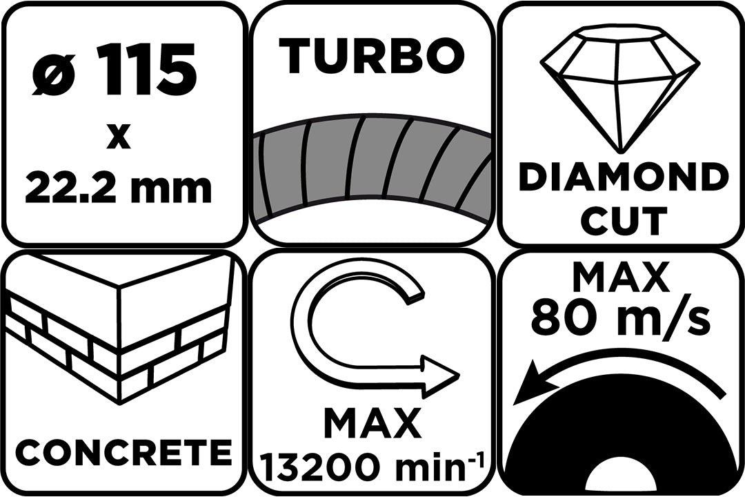 Diamantový rezný kotúč Turbo, 115 x 22,22 mm, suchý od GRAPHITE nájdeš na naravis.sk