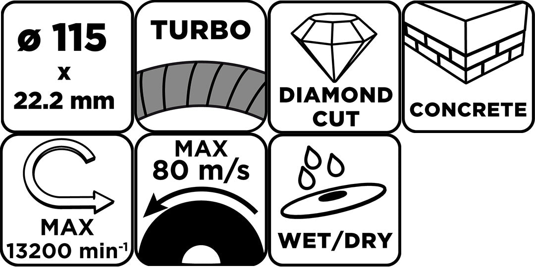 Diamantový rezný kotúč Turbo, 115 x 22,22 mm, suchý a mokrý od GRAPHITE nájdeš na naravis.sk