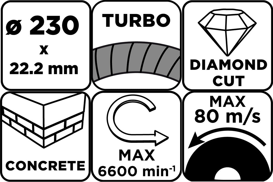 Diamantový rezný kotúč Turbo, 230 x 22,22 mm, suchý od GRAPHITE nájdeš na naravis.sk