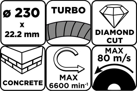 Diamantový rezný kotúč Turbo, 230 x 22,22 mm, suchý od GRAPHITE nájdeš na naravis.sk