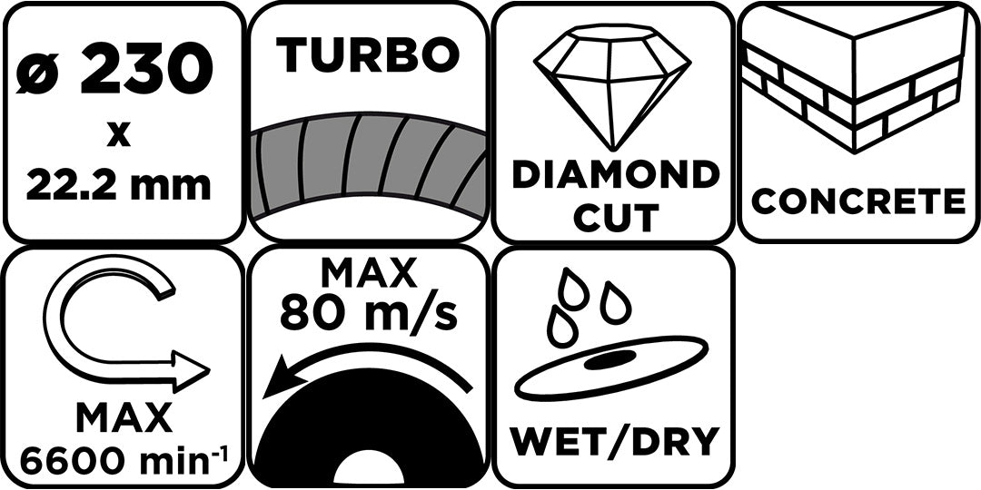 Diamantový rezný kotúč Turbo, 230 x 22,22 mm, suchý a mokrý od GRAPHITE nájdeš na naravis.sk