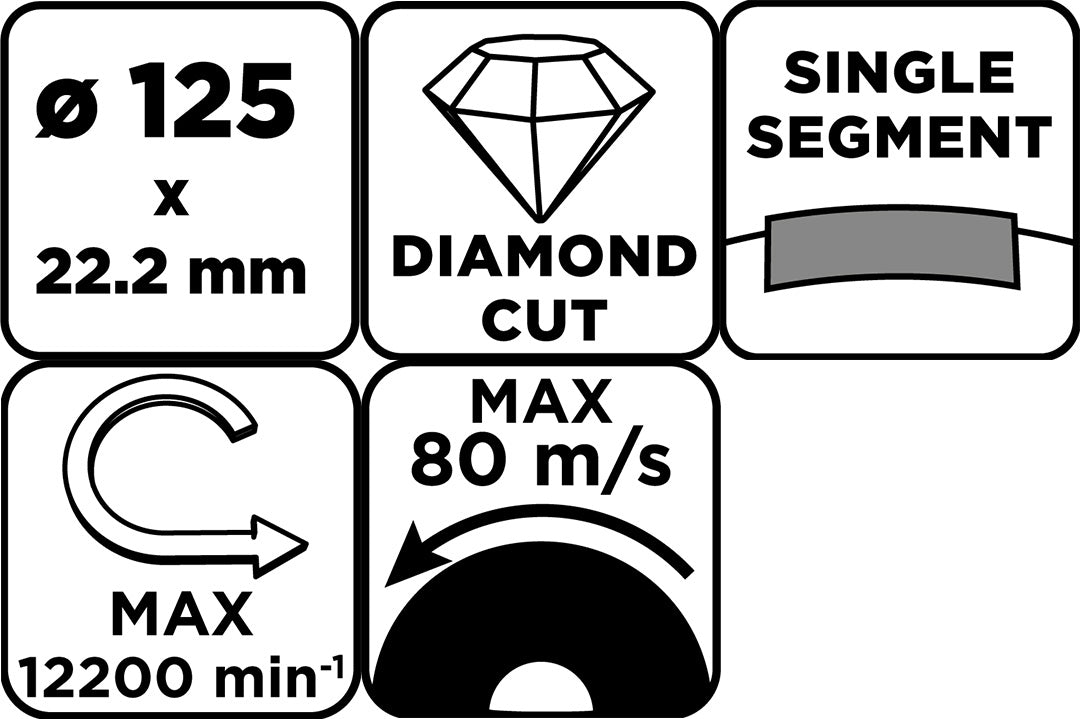 Diamantový brúsny kotúč, 1 segment, 125 x 22,2 mm, suchý od GRAPHITE nájdeš na naravis.sk