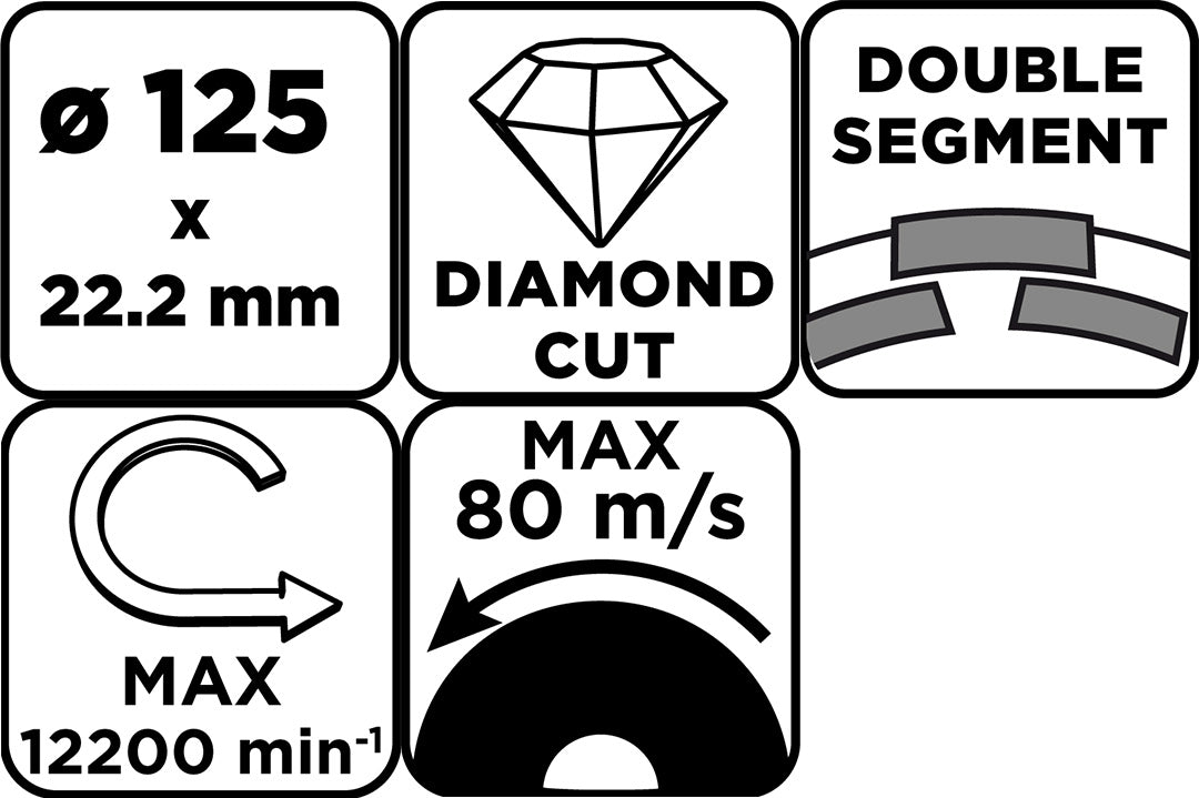 Diamantový brúsny kotúč, 2 segmenty, 125 x 22,2 mm, suchý od GRAPHITE nájdeš na naravis.sk