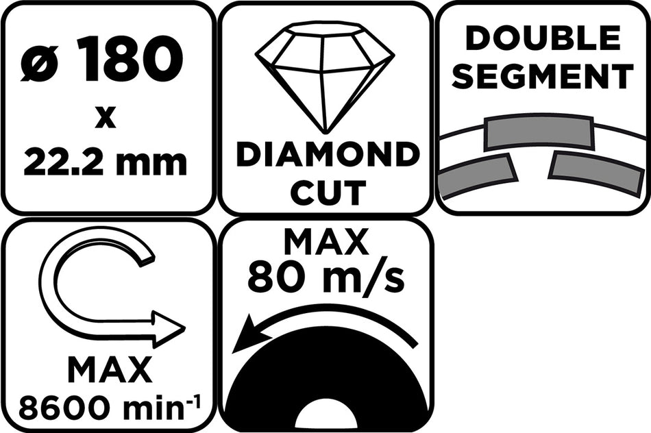 Diamantový brúsny kotúč, 2 segmenty, 180 x 22,2 mm, suchý od GRAPHITE nájdeš na naravis.sk