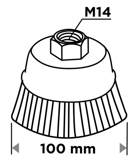 100 mm drôtená kefa, lisovaný oceľový drôt, M14 od GRAPHITE nájdeš na naravis.sk