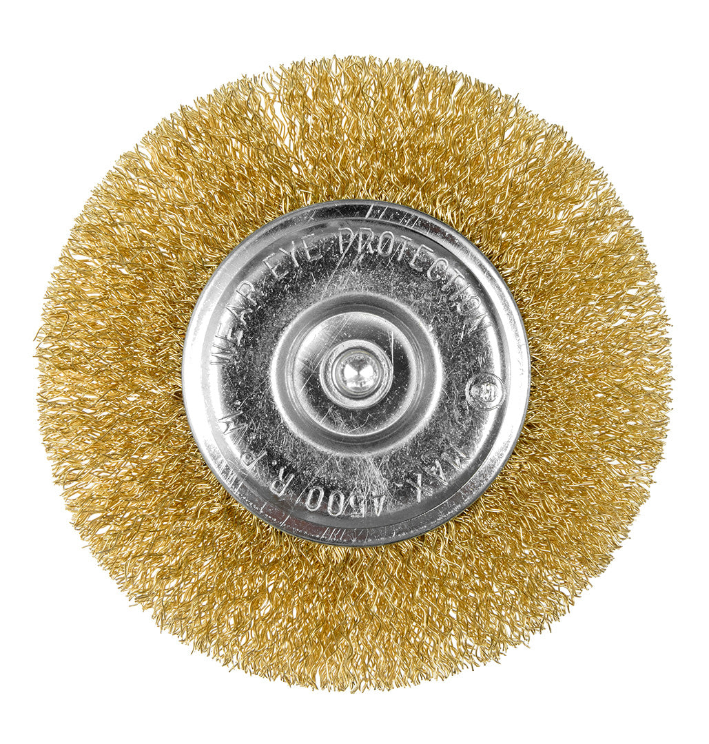 Drôtená kefa na kotúče 100 mm, krimpovaný drôt, mosadzný, so stopkou 6 mm od GRAPHITE nájdeš na naravis.sk