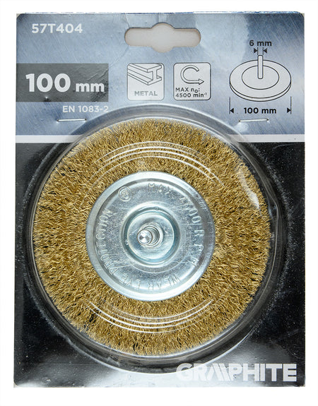 Drôtená kefa na kotúče 100 mm, krimpovaný drôt, mosadzný, so stopkou 6 mm od GRAPHITE nájdeš na naravis.sk