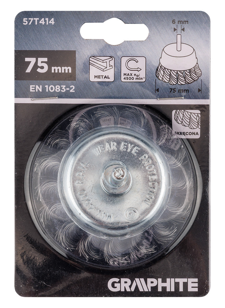 75 mm drôtená kefa, krútený oceľový drôt, so 6 mm stopkou od GRAPHITE nájdeš na naravis.sk