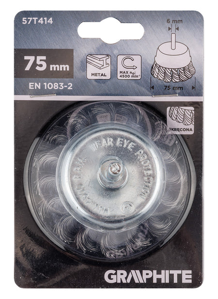 75 mm drôtená kefa, krútený oceľový drôt, so 6 mm stopkou od GRAPHITE nájdeš na naravis.sk