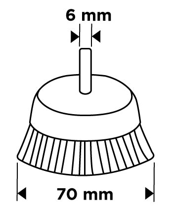 70 mm drôtená kefa, lisovaný drôt, oceľ, so 6 mm stopkou od GRAPHITE nájdeš na naravis.sk