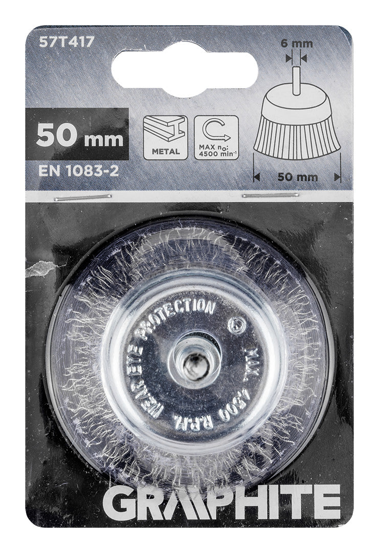 50 mm drôtená kefa, lisovaný drôt, oceľ, so 6 mm stopkou od GRAPHITE nájdeš na naravis.sk