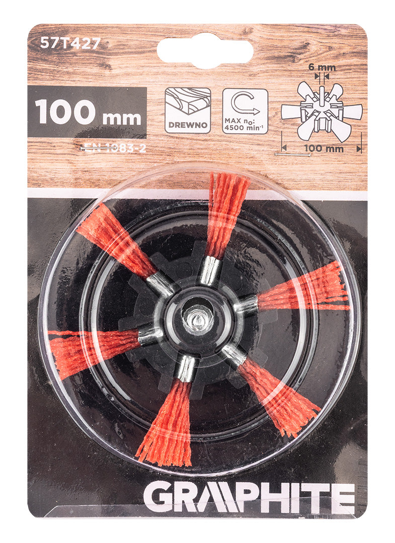 Nylonová kefa na kolieska, 100 mm, so stopkou 6 mm od GRAPHITE nájdeš na naravis.sk