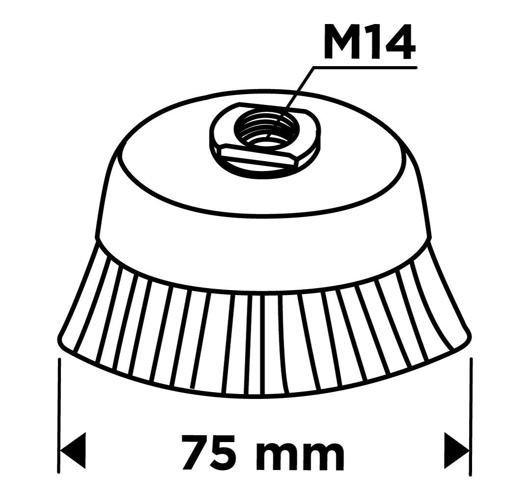 75 mm drôtená kefa, lisovaný drôt, oceľ, M14 od GRAPHITE nájdeš na naravis.sk