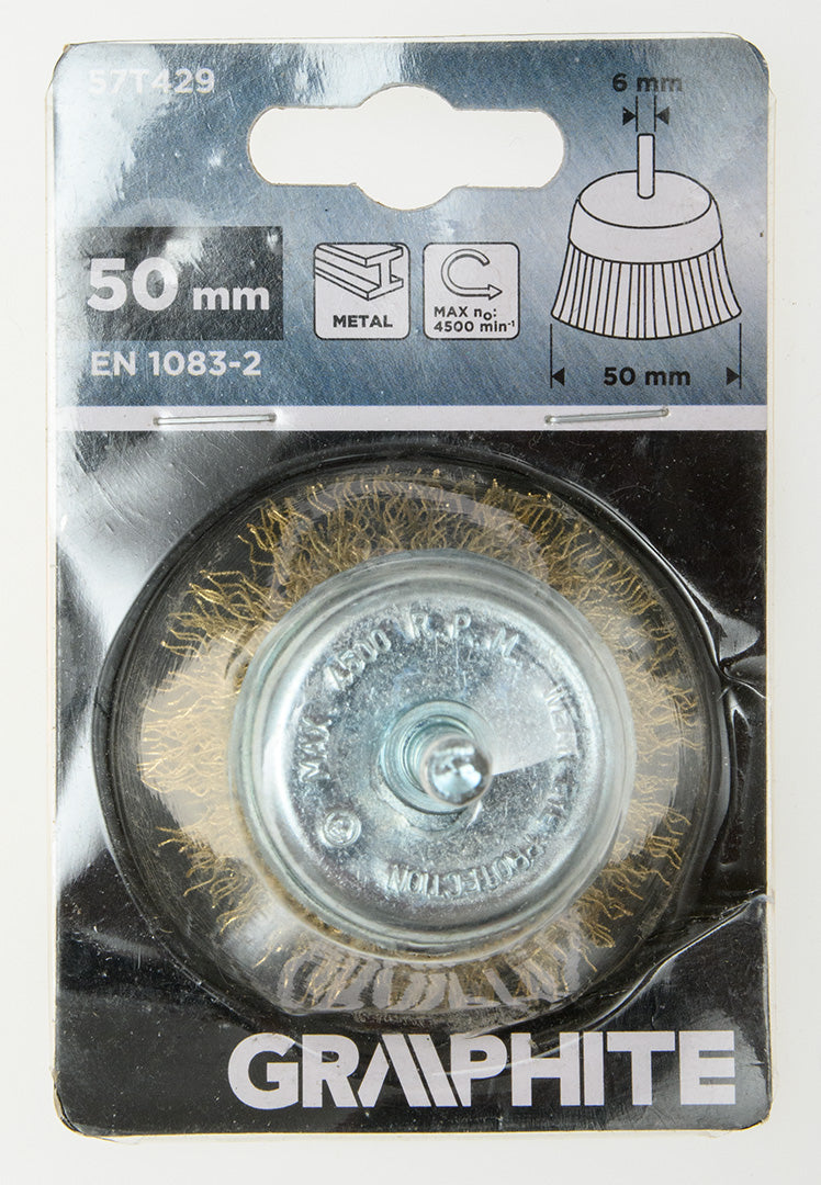 50 mm drôtená kefa, krimpovaný drôt, mosadzný, so 6 mm stopkou od GRAPHITE nájdeš na naravis.sk