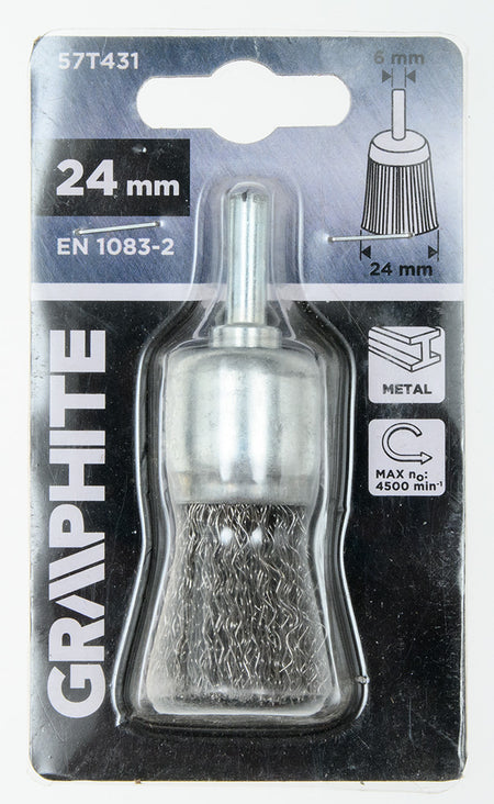Drôtená kefa 24 mm, krimpovaný drôt, oceľ, so 6 mm stopkou od GRAPHITE nájdeš na naravis.sk