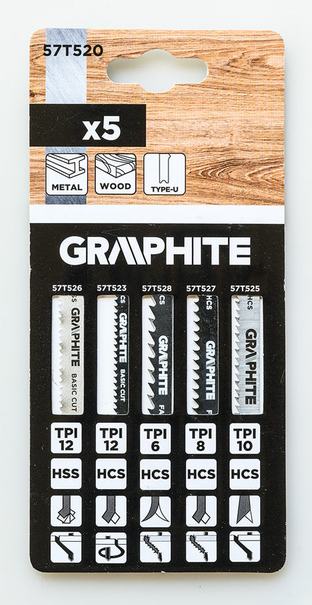 Sada pílových listov, 6 TPI, 8 TPI, 10 TPI, 12 TPI, HCS, rukoväť v tvare U, 5 ks. od GRAPHITE nájdeš na naravis.sk
