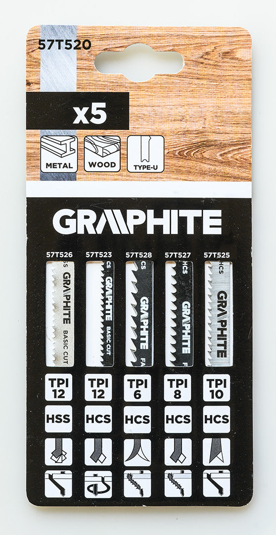 Sada pílových listov, 6 TPI, 8 TPI, 10 TPI, 12 TPI, HCS, rukoväť v tvare U, 5 ks. od GRAPHITE nájdeš na naravis.sk