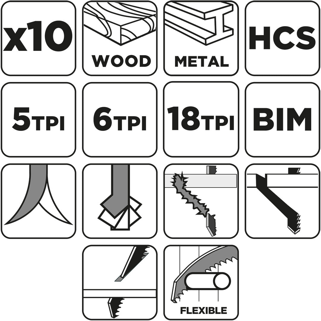 Súprava pílových kotúčov, TPI 5, TPI 6, TPI 18, HCS/BIM, sada 10 ks. od GRAPHITE nájdeš na naravis.sk