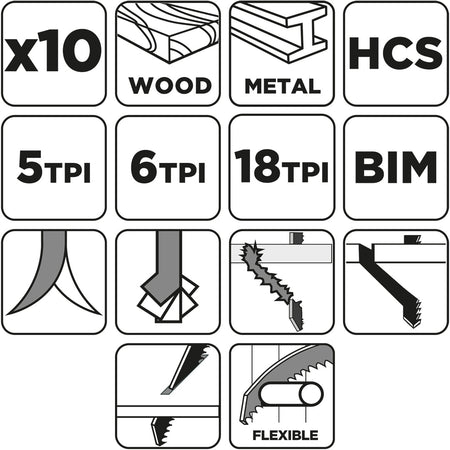 Súprava pílových kotúčov, TPI 5, TPI 6, TPI 18, HCS/BIM, sada 10 ks. od GRAPHITE nájdeš na naravis.sk