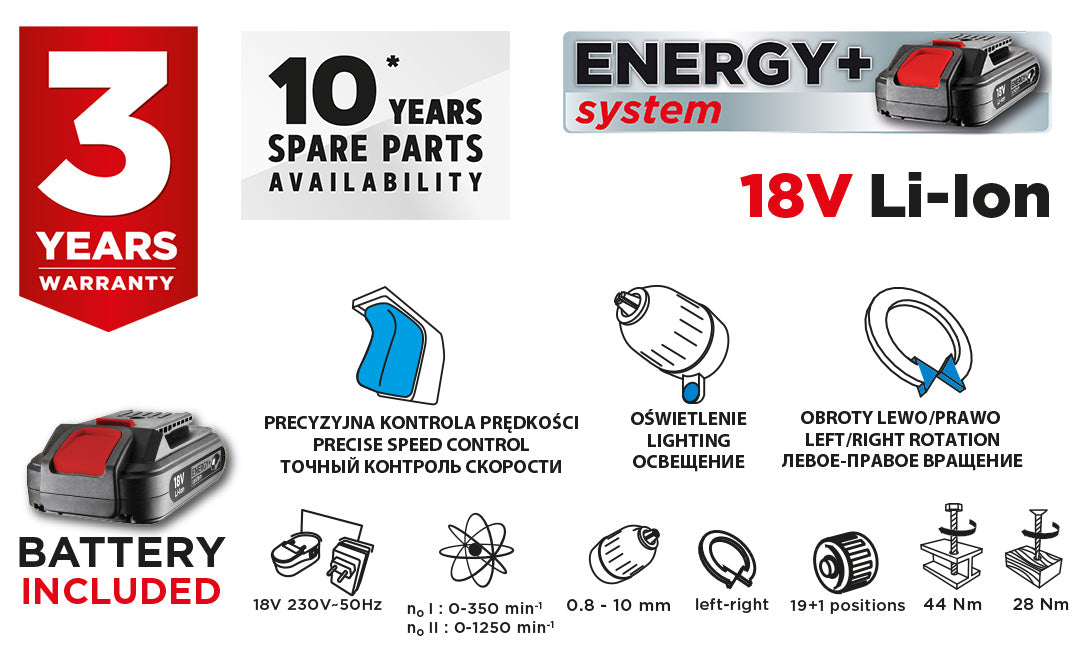 Akumulátorová vŕtačka/prípravok Energy+ 18V, Li-Ion, skľučovadlo 10 mm, 2Ah akumulátor, nabíjačka, kufor od GRAPHITE nájdeš na naravis.sk