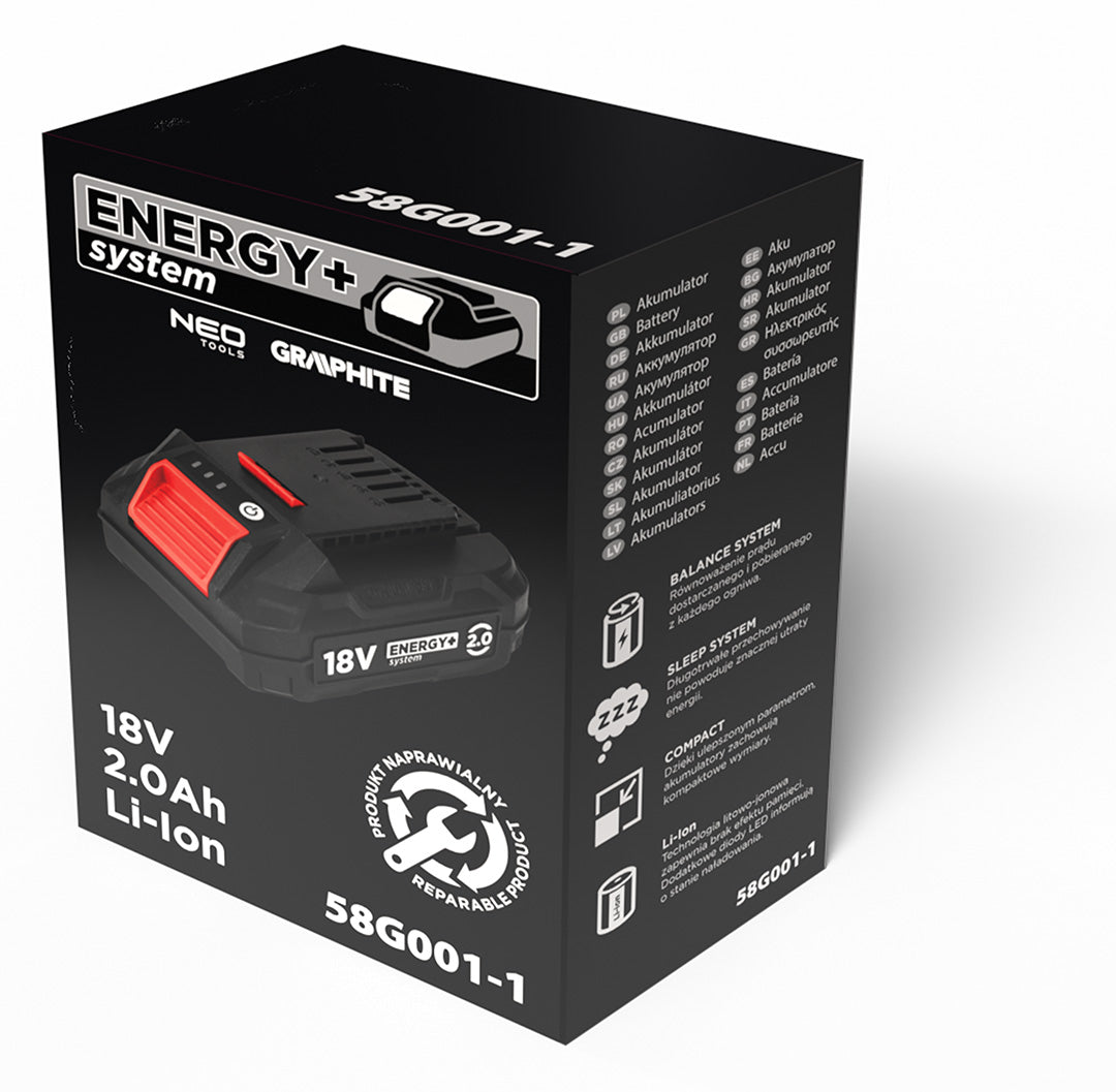 Akumulátor Energy+ 18V Li-Ion 2,0 Ah od GRAPHITE nájdeš na naravis.sk