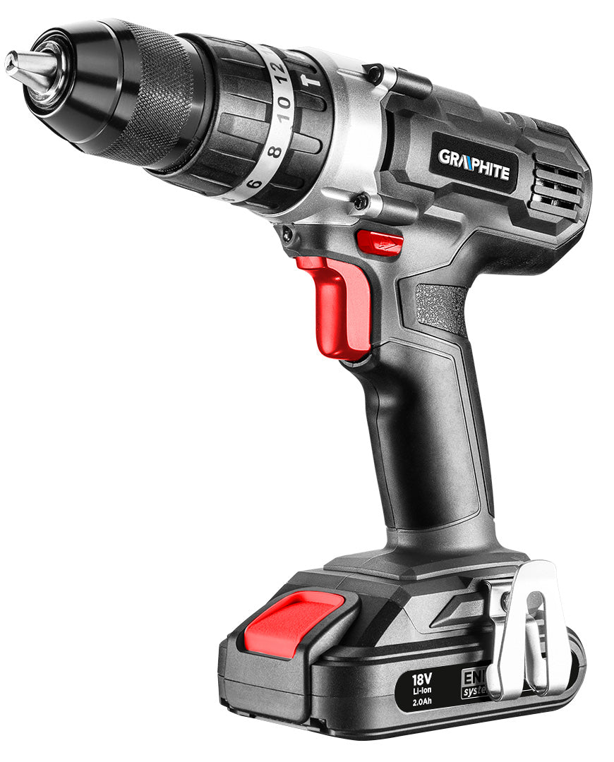 Akumulátorový vŕtací skrutkovač s príklepom Energy+ 18 V, Li-Ion, bez akumulátora od GRAPHITE nájdeš na naravis.sk